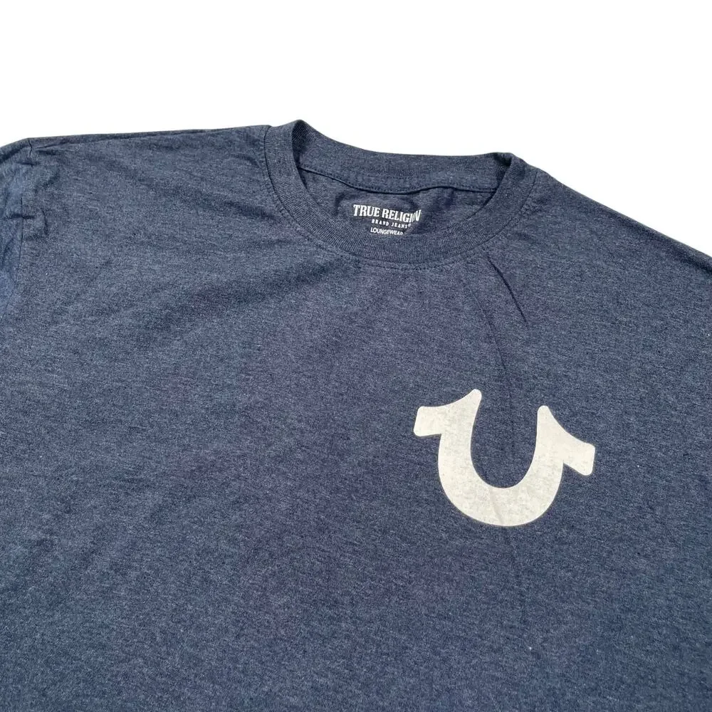 True Religion Loungewear T-shirt Mens Large Blue‎ Cotton Blend Short Sleeve Crew